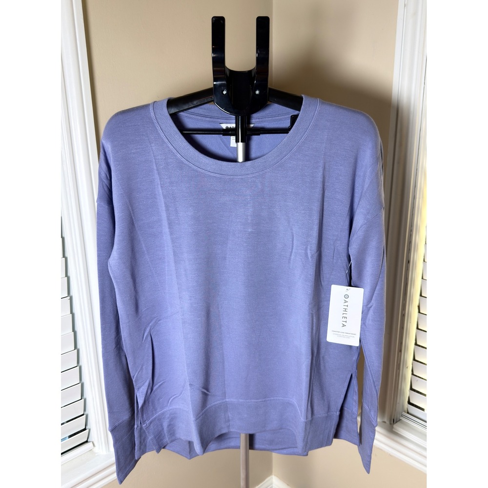 Athleta Coaster Luxe Sweatshirt Periwinkle Purple Modal Pullover Medium